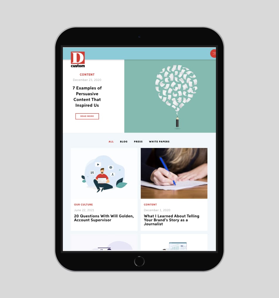 iPad web design; tablet design